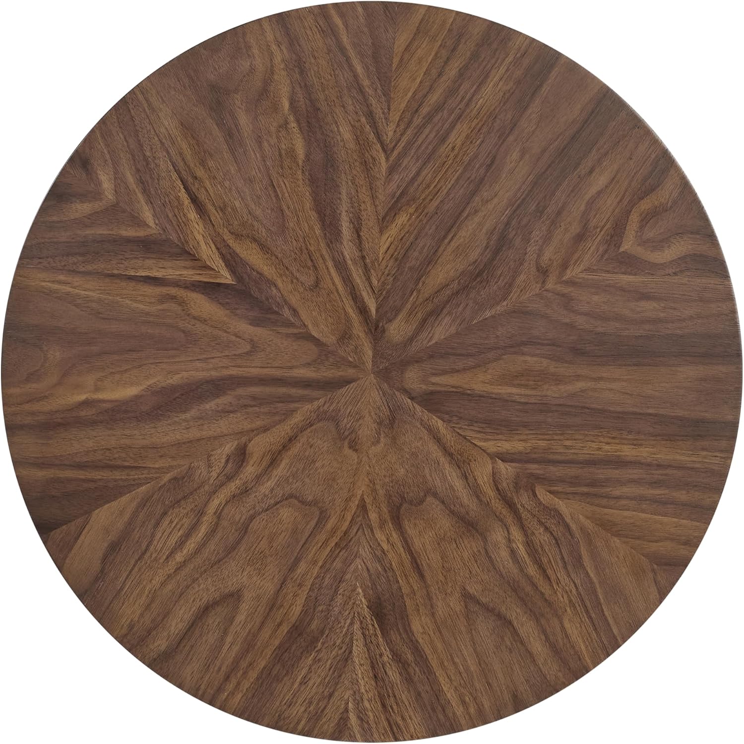 Martin Svensson Home LAX Retro Mid-Century Modern Round Wood End Table, Solid Grain Side Table with Lower Shelf, Small Accent Table for Living Room or Nightstand. Walnut Brown.