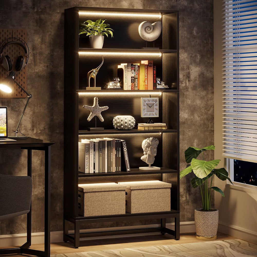 Tribesigns Tall Bookcase Black Bookshelf, 70.8” Large Bookcases Organizer wit...