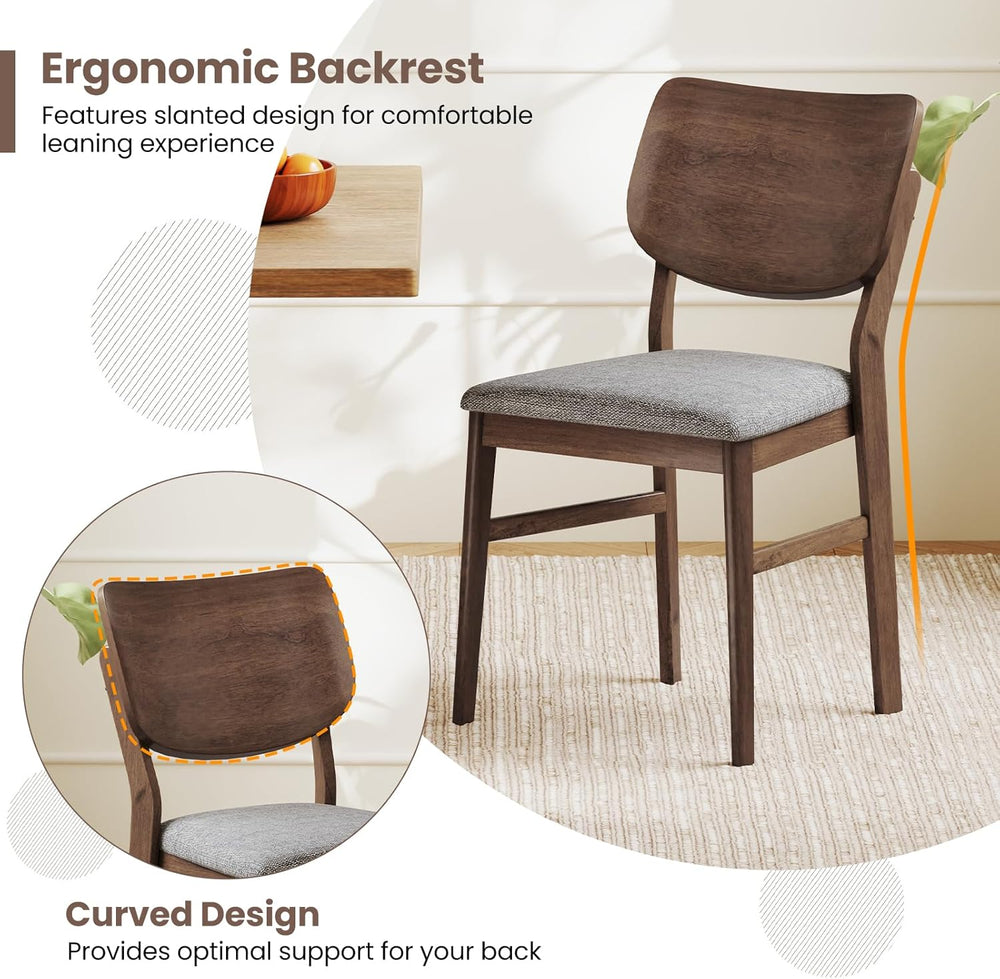 Giantex Wooden Dining Chairs Set of 4, Farmhouse Upholstered Kitchen Chairs w...