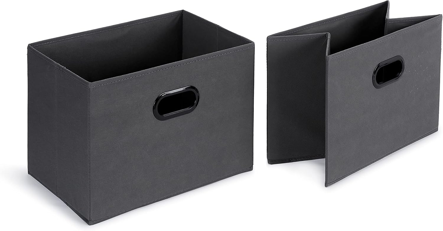 Amazon Basics Freestanding Closet Organizer with Fabric Bins, Drawers and 3 Shelves, Easy to Assemble, Grey, 32.7" x 12.2" x 31"