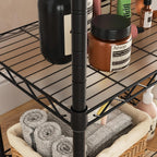 Small 3 Tier Shelves Storage Wire Shelving Unit Metal Shelf Adjustable Organizers Storage Shelving with Wheels for Bathroom Laundry Room Kitchen Pantry12”D x 18”W x 30.7”H Black