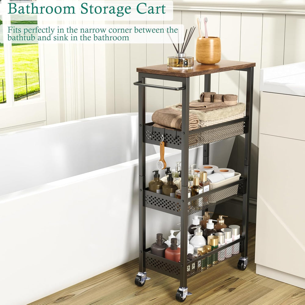 XYZLVSI Slim Rolling Storage Cart, 4 Tier Small Bathroom Cart Organizer | 9.1...
