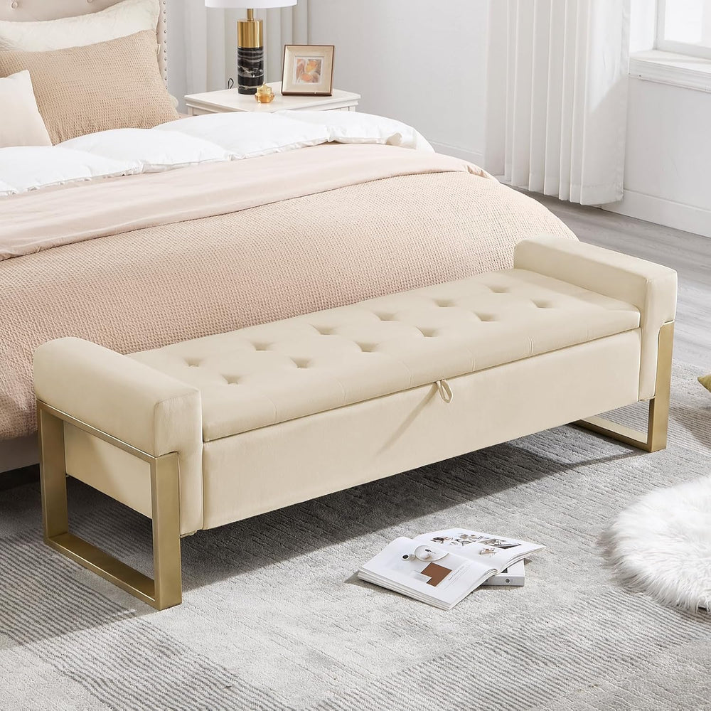 End of Bed Storage Bench, 67'' Bench for Bedroom Foot of Bed King Siz...