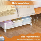 Under Bed Storage with Wheels, Rolling Under Bed Storage Bins for Shoes Clothes, Foldable and Easy Mobility (4 Pack, White)