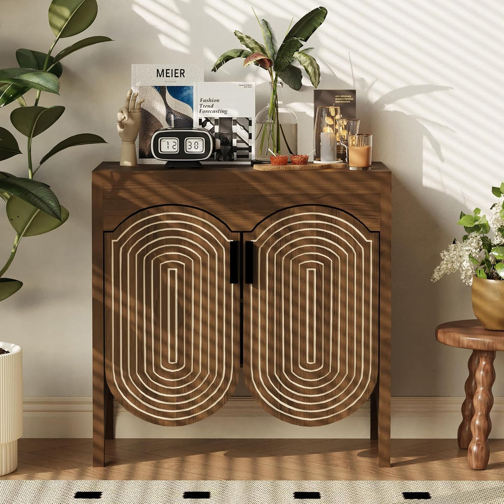 Fluted Sideboard Cabinet with Storage,Buffet Cabinet with Adjustable Shelves,...
