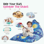 Stuffed Animal Storage Bean Bag Cover, 250L, Starry Night | Extra Large 250L Stuffed Animal Bean Bag Cover, 34'' Wide Opening, No Filler, Washable Canvas, for Kids