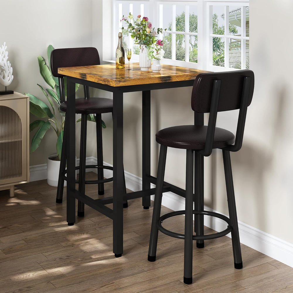 Recaceik 3 Piece Pub Dining Set, Modern bar Table and Stools for 2 Kitchen Co...