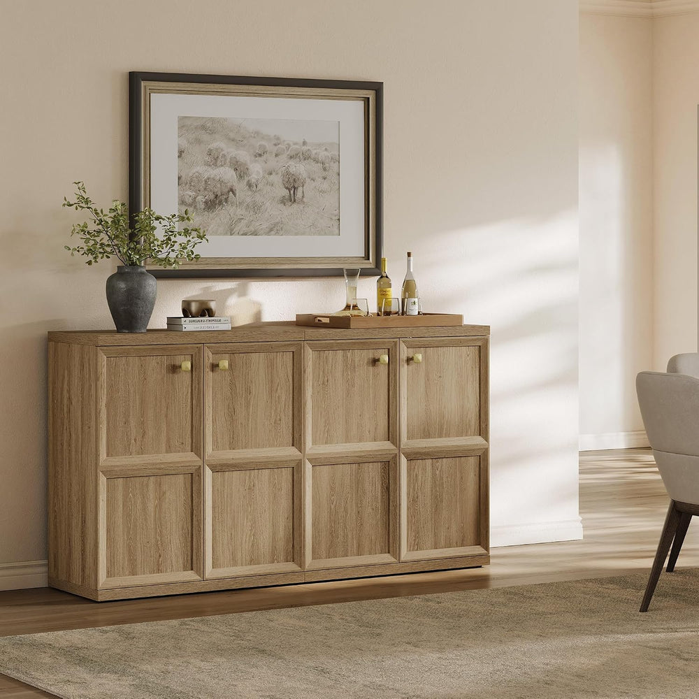 SICOTAS Buffet Cabinet with Storage, 34" Tall Modern Farmhouse Sideboard...