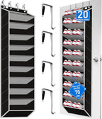 Heavy-Duty, Over The Door Shoe Organizer, Extra Large 10 Tiers, Over Door Shoe Organizer, Coated Hooks Grip Firmly Without Scratching Paint,75LB, Door Shoe Rack,Grey