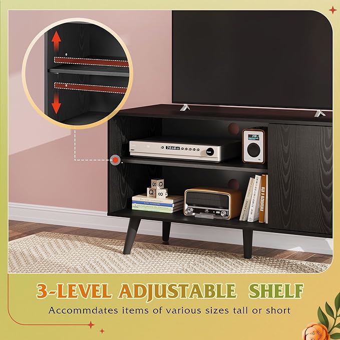 WLIVE TV Stand for 43 Inch TV, Small Entertainment Center with Storage Cabine...