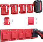 20 Pack Battery Holders Tool Holders for Milwaukee M18 18V Drill,10pcs Tool Hangers and 10pcs Battery Organizer Wall Mount(Red,70pcs Screws)