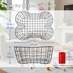 OtterPets Metal Dog Toy Basket, Bone Shaped Indestructible Dog Toy Bin, Sturdy Dog Storage Organizer, Pet Toy Basket, 17 (L) x 13 (W) x 7 (H) inches