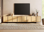 WAMPAT Modern TV Stand for 32-110 inch TVs, Wood Entertainment Center with Storage Cabinets, Media TV Console Table for Living Room, Oak