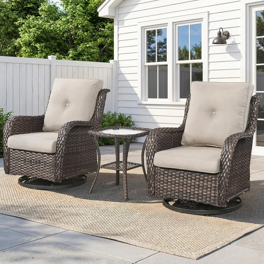 Belord Patio Wicker Chairs Swivel Rocker,Outdoor Patio Furniture Set with Rat...