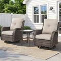 Belord Patio Wicker Chairs Swivel Rocker,Outdoor Patio Furniture Set with Rattan Side Table, All Weather Conversation Set for Porch Poolside Balcony, Brown Wicker/Beige