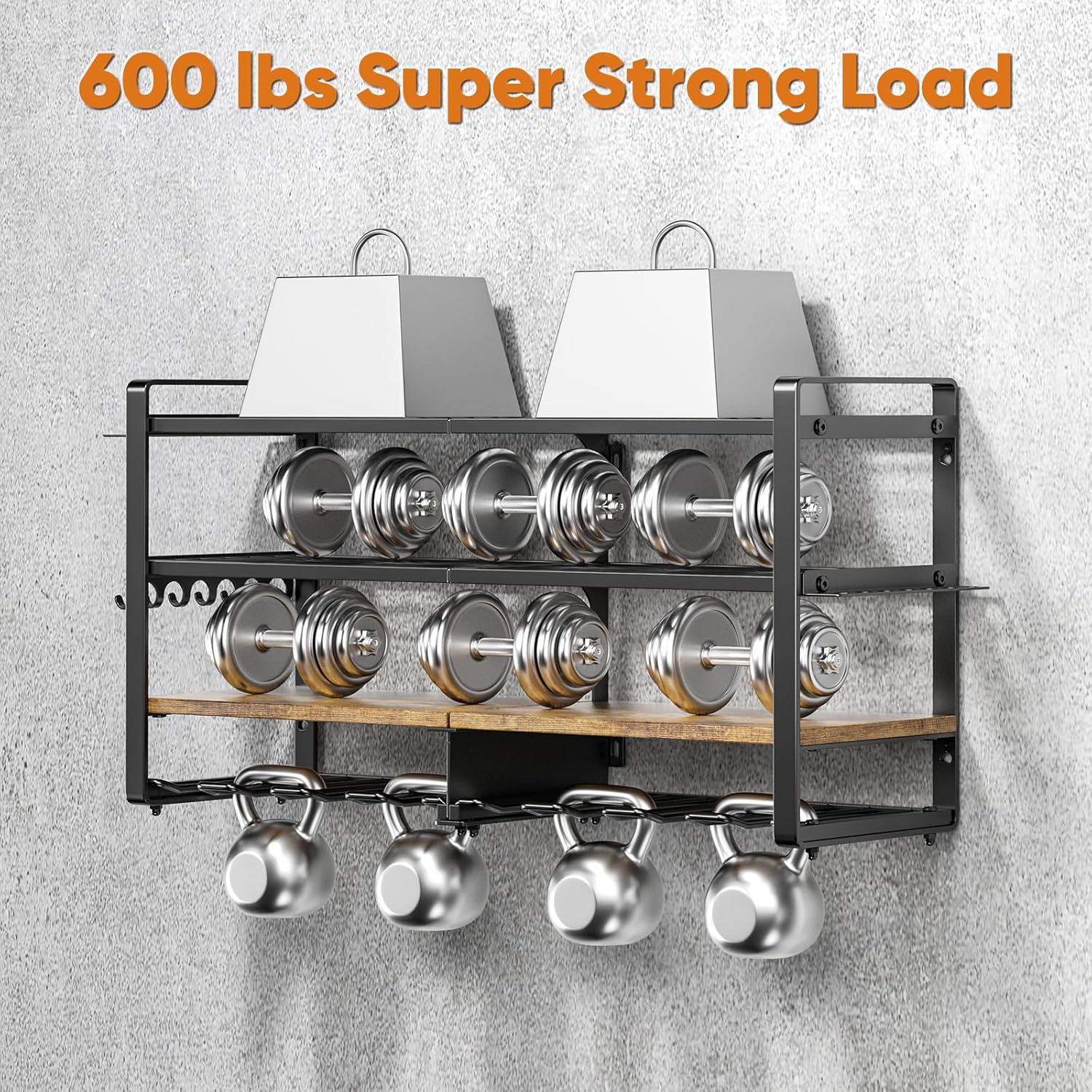 Large Power Tool Organizer with 8 Outlet Charging Station, Loads 600lbs, 4 Layer Heavy Duty Utility Rack Holds 8 Cordless Drills, Wall Mount Tool Battery Garage Storage Shelf, Gift for Men