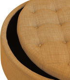 Tufted Storage Ottoman Round Upholstered Linen Ottoman Decorative Foot Stool with Storage for Living Room Bedroom Entryway Home Decor (Orange)