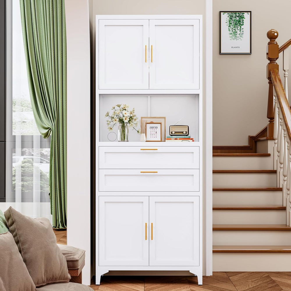 75" Tall Food Kitchen Pantry Cabinet,Tall Bathroom Storage Cabinet with ...