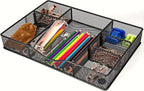 Desk Drawer Organizer Tray, Metal Mesh Drawer Organizers Office, 6 Adjustable Compartment, Desk Organizer Tray for Home Office 12.87L x 8.73D x 1.96H inch, Black, 1PC Medium