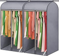 45'' Hanging Garment Bags for Closet Storage Sealed Completely Jackets Coats Suits Clothes Rack Cover for Wardrobe with Clear PVC Window and 3 Zippers Opening