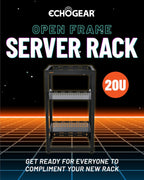 ECHOGEAR 20U Open Frame Rack for Servers & AV Gear - Wall Mountable Design Includes 2X Vented Shelves, 25x Rack Mounting Screws, 4X Leveling Feet, 4X Shelf Stops, & 2X Securement Straps