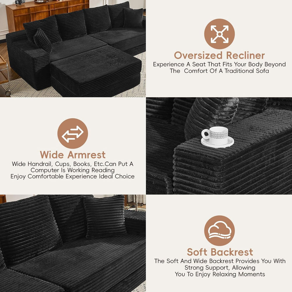 106" Modular Cloud Sofa Couch Convertible Sectional with High Density Fo...