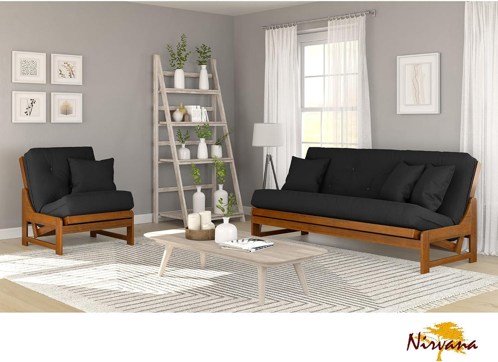Nirvana Futons Arden Armless Style Chair and Black Cushion Set