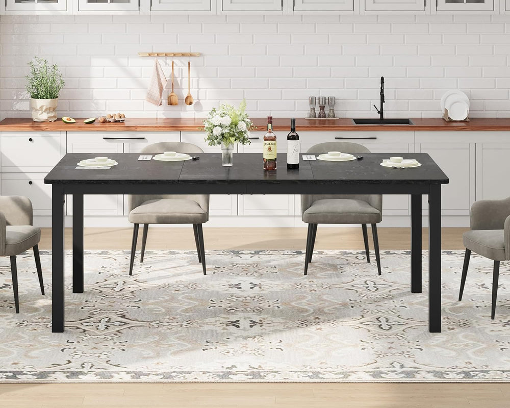 79 Inch Industrial Dining Table for 4-6 Person Rectangle Kitchen Table with M...