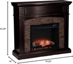 SEI Furniture Grantham Faux Stone Corner Electric Fireplace with Hidden Media Shelf, New Ebony