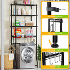 Over-The-Toilet Storage Rack, 4-Tier Bathroom Organizer Shelf Over Toilet with Adjustable Shelf and Basket, Freestanding Space Saver Bathroom Shelves Above Toilet for Room (Black)