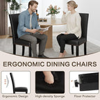 LSSBOUGHT Waterproof & Stain-Resistant Dining Chairs Set of 4, Upholstered Faux Leather Kitchen Chairs with Solid Wood Frame, 300LBS Capacity Armless Dining Room Chairs for Small Spaces, Black