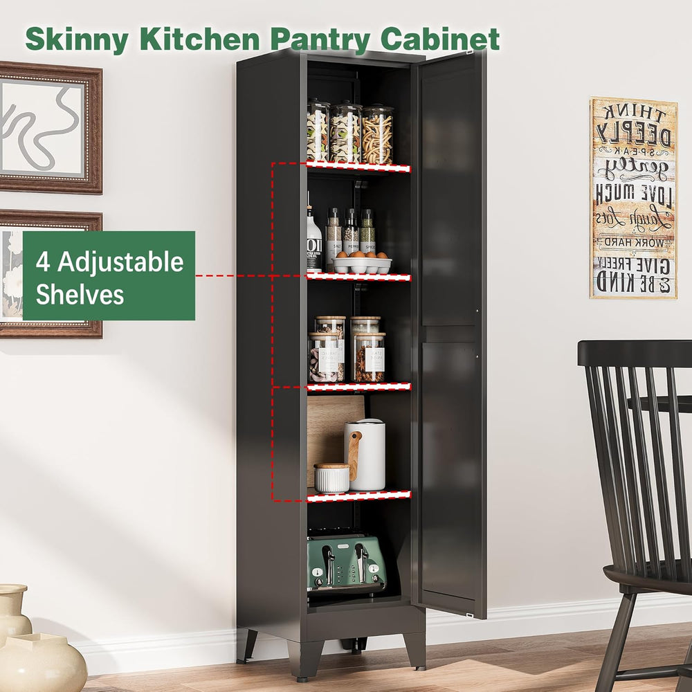 Bevivog Tall Narrow Storage Cabinet, 67" Single Door Metal Storage Locke...