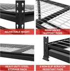 WORKPRO 5-Tier Metal Shelving Unit, 48”W x 24”D x 72”H, Heavy Duty Adjustable Storage Rack, 4000 lbs Load Capacity (Total), for Garage, Basement, Warehouse, Workshop