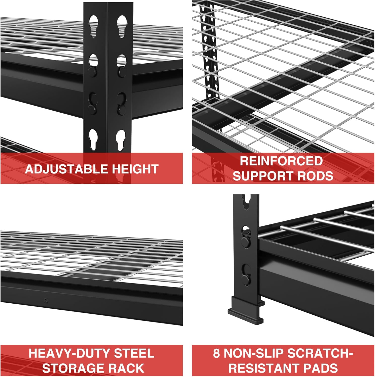 WORKPRO 5-Tier Metal Shelving Unit, 48”W x 24”D x 72”H, Heavy Duty Adjustable Storage Rack, 4000 lbs Load Capacity (Total), for Garage, Basement, Warehouse, Workshop