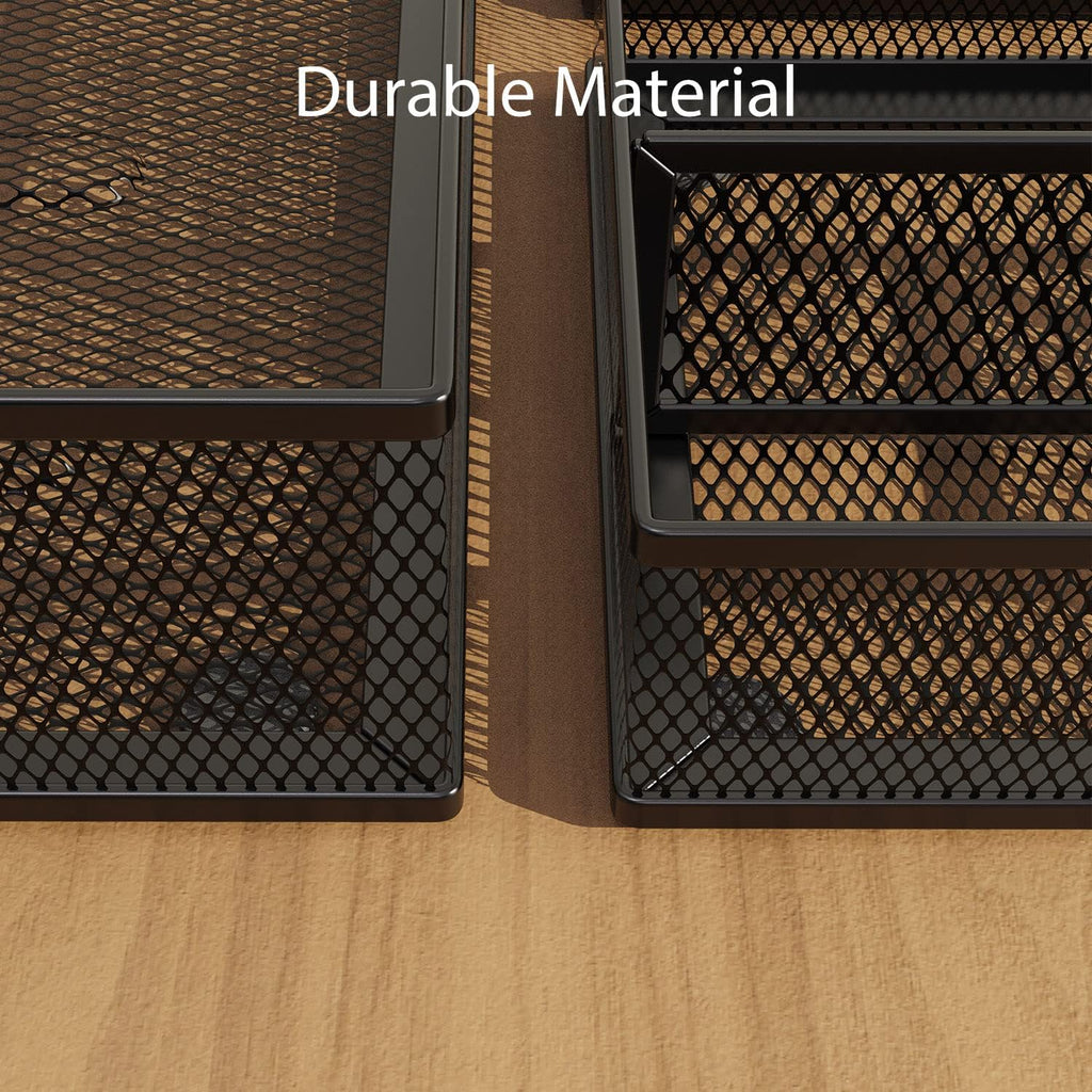 Desk Drawer Organizer Set, 3 Pcs Metal Mesh Office Drawer Organizers, Paper Organizer Letter Tray for Desk, Junk Drawer Organizer for Office, Kitchen, Makeup, Vanity