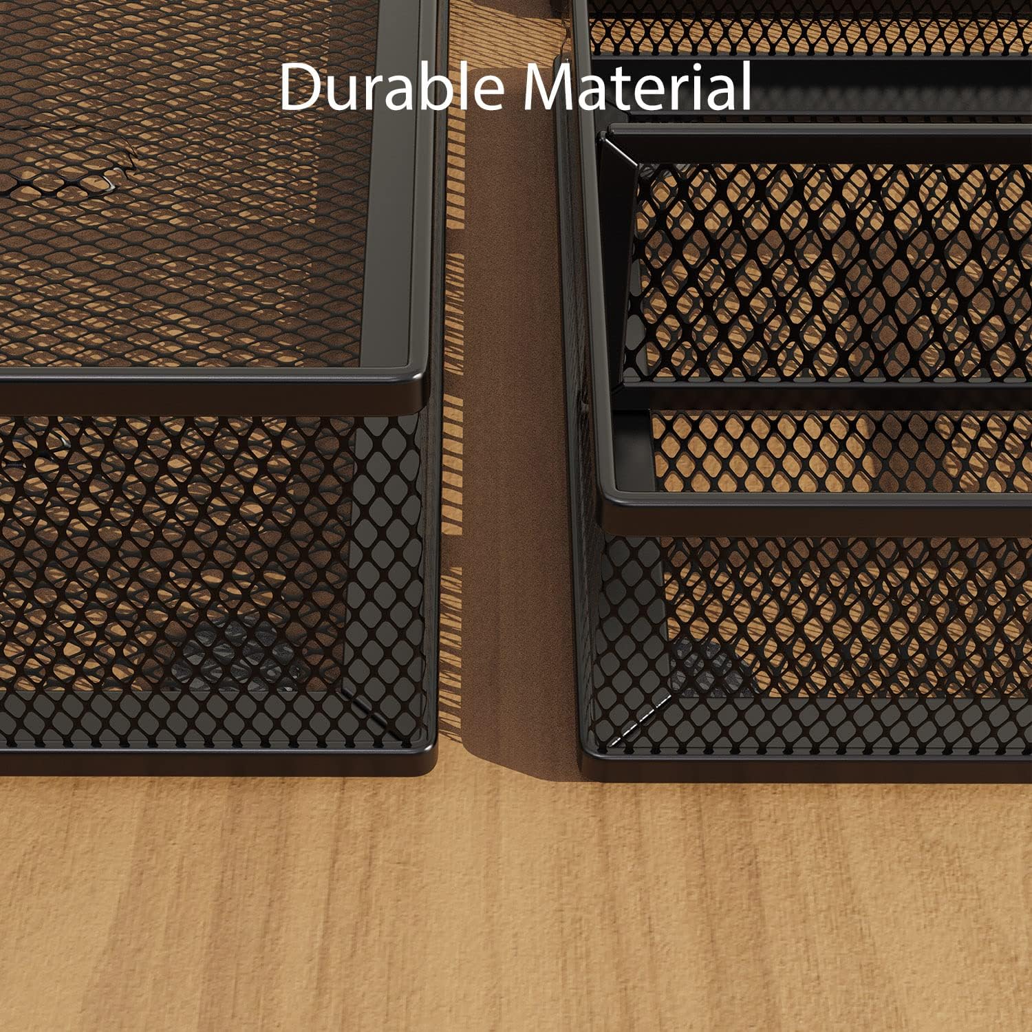 Desk Drawer Organizer Set, 3 Pcs Metal Mesh Office Drawer Organizers, Paper Organizer Letter Tray for Desk, Junk Drawer Organizer for Office, Kitchen, Makeup, Vanity