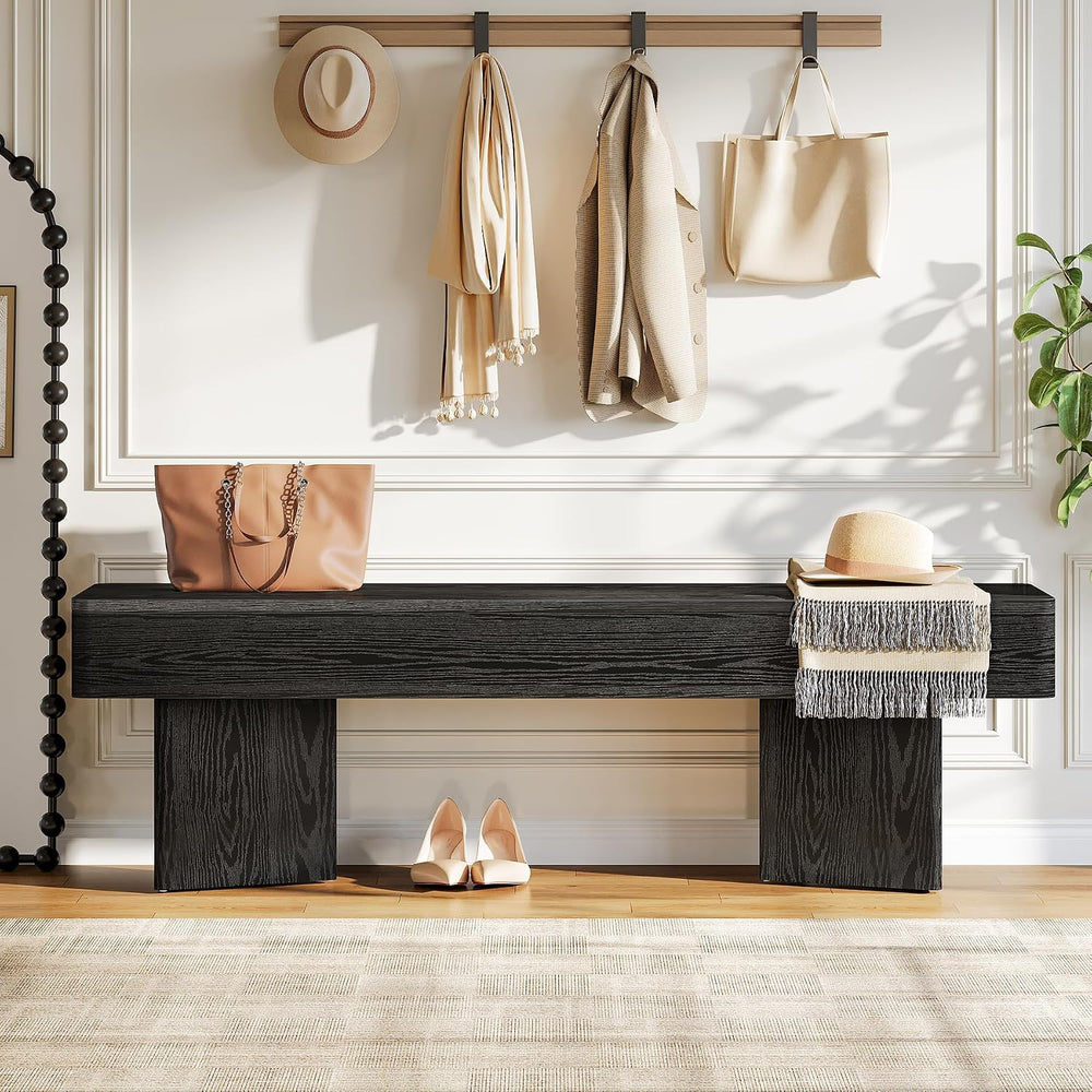 Tribesigns Black Entryway Bench, 47.24" Modern Shoe Bench with Sturdy Ba...