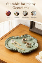 Jewelry Tray, Ceramic Jewelry Dish, Ring Dish, Trinket Tray, Rinket Dish, Ring Holder Dish, Key Bowl, Bathroom Vanity Tray, Retro, Vintage, Friendship Gifts, Anniversary Secret Santa, Deep Green