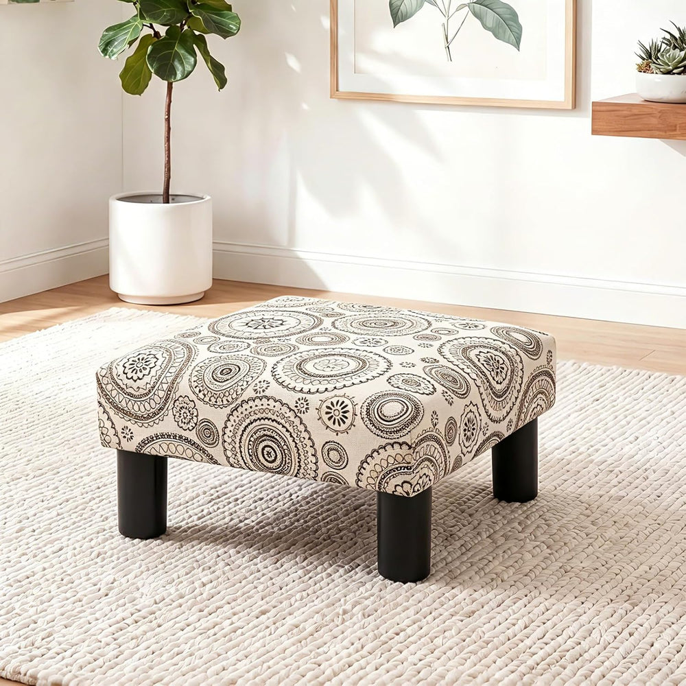 Joveco Small Foot Rest Stool Ottoman, Square Upholstered Fabric Footstool for...