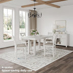 Signature Design by Ashley Robbinsdale Farmhouse Distressed Counter Height Dining Extension Table with Trestle Base, Planked Effect and 2 Removable End Leaves, White