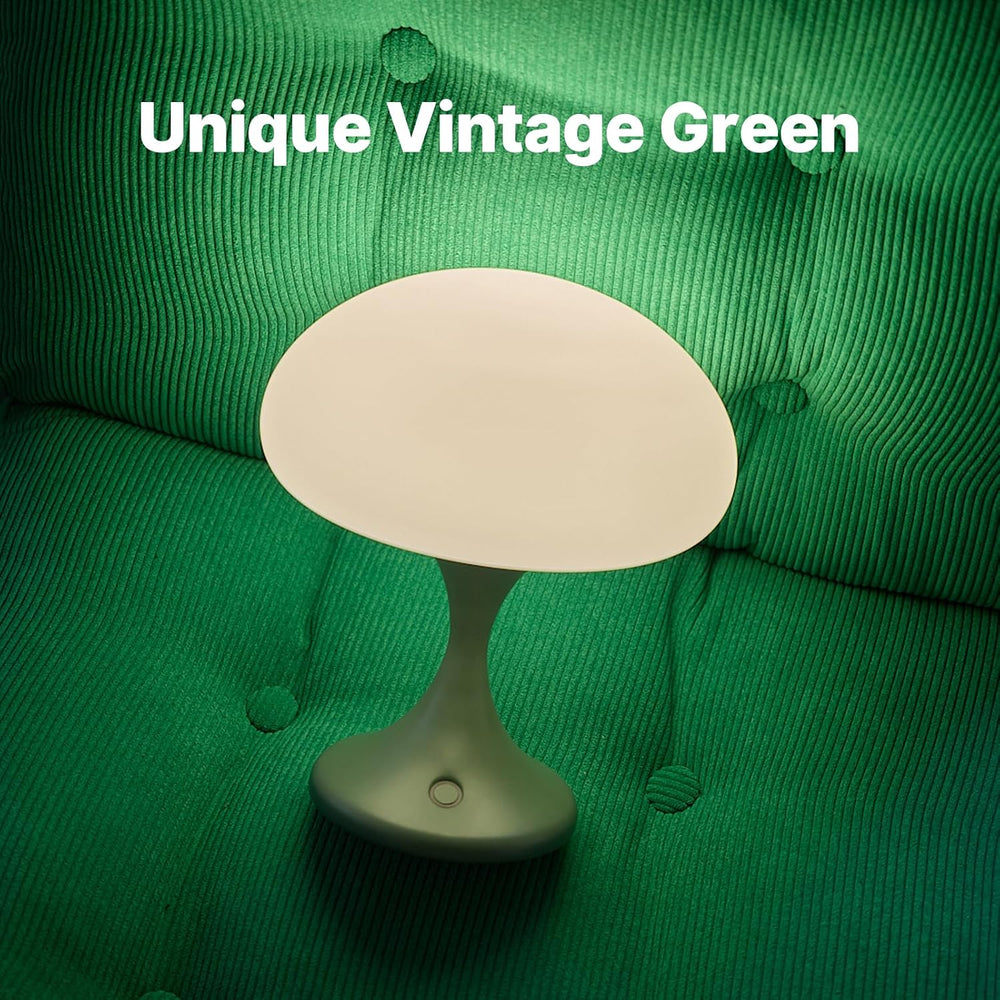 MAGCHARM Mushroom Lamp, 5W LED Cordless Rechargeable Table Lamp with Glass Sh...