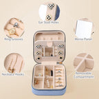 Dajasan Velvet Travel Jewelry Box, Mini Travel Jewelry Case, Small Portable Travel Jewelry Organizer Box with Mirror for Women Girls (blue), 3-layer