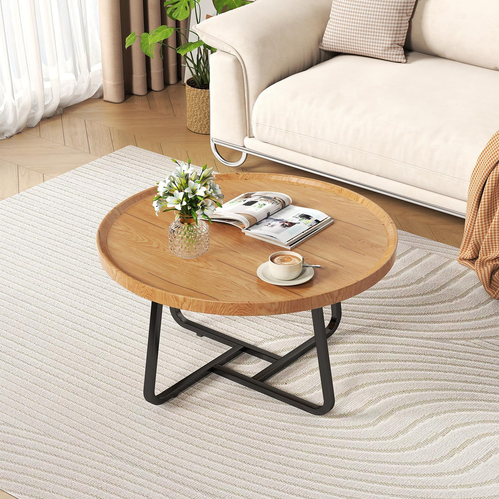 Round Nesting Coffee Table Set of 2, Tea Table for Small Spaces, Circle Wood ...