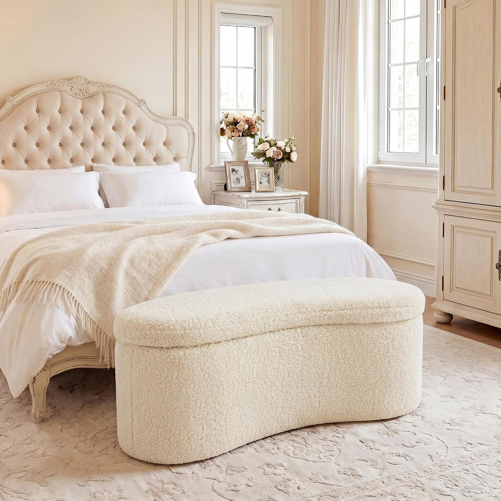 Zesthouse Storage Bench for Bedroom End of Bed, 39.4" Small Curved Entry...
