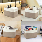 Storage Baskets for Organizing, Woven Baskets for Shelves, Rectangle Decorative Organizer for Storage Clothes, Toy, Books, Towels Nursery Bins 3 Pack (Brown & White, 13"x9.85"x8.7")