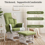 ANMINY 5pcs Glider Rocker Replacement Cushions Set - Thickened Glider Rocking Chair Cushions with 29.5 inch High Backrest & Side Pockets for Indoor Nursery, Washable & Non Slip, Green