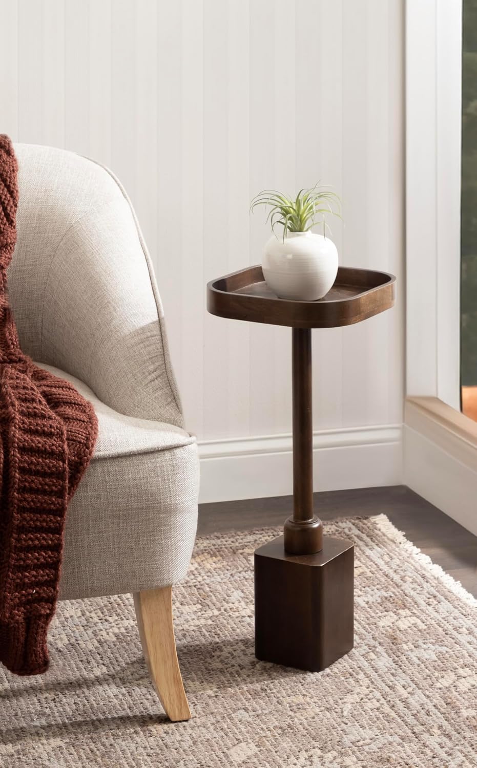 Kate and Laurel Woodrow Modern Mango Wood Square Drink Table, 10 x 10 x 24, D...