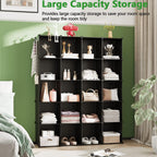 C&AHOME Cube Storage Organizer, 20-Cube Shelves Units, Closet Cabinet, DIY Plastic Modular Book Shelf, Ideal for Bedroom, Living Room, Office, 48.4" L x 12.4" W x 60.6" H Black UPCS20H