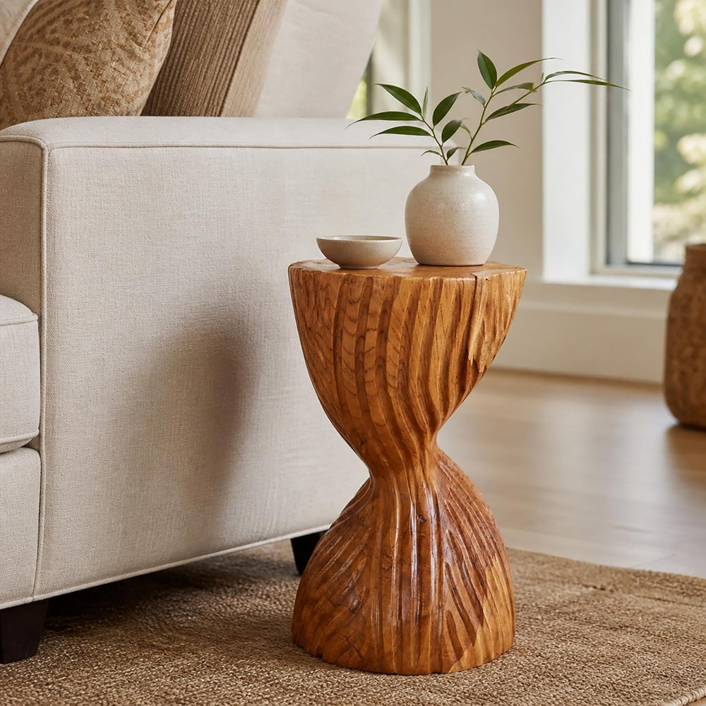 Rutledge & King Savannah Wood End Table - Small Round Side Table - Nights...