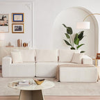108” Modular Sectional Sofa, Cloud Sectional Couch with Deep Seat, Modern Modular L-Shape Sofa with Chaise,Upholstered Boneless Couches for Living Room (Corduroy, Beige)